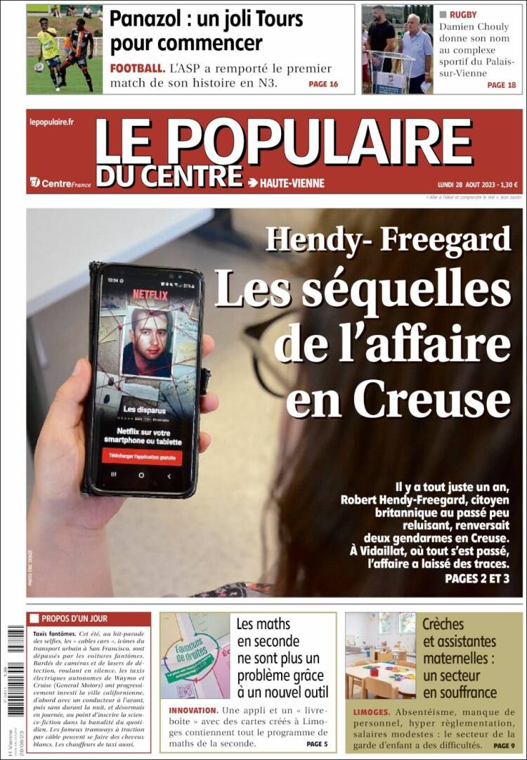 Portada de Le Populaire du Centre (Francia)