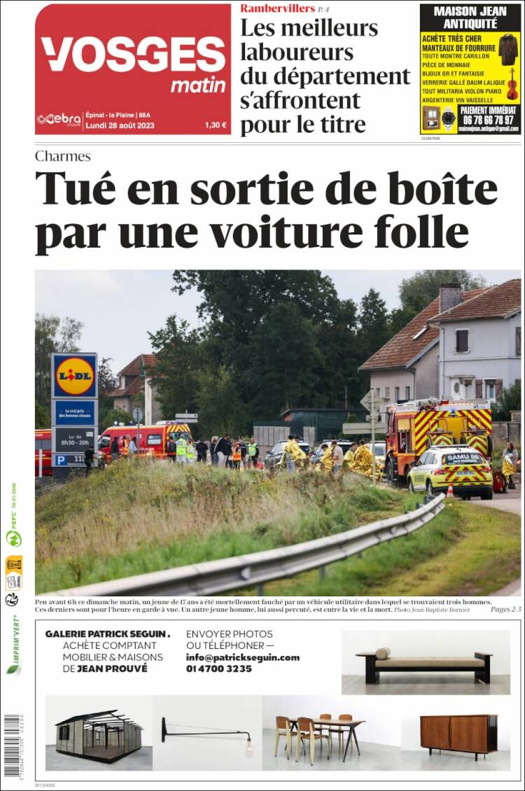 Portada de Vosges Matin (Francia)