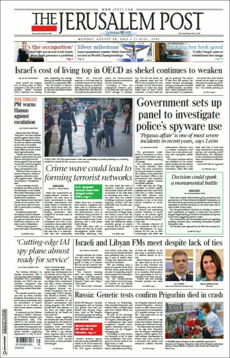 Portada de The Jerusalem Post (Israel)