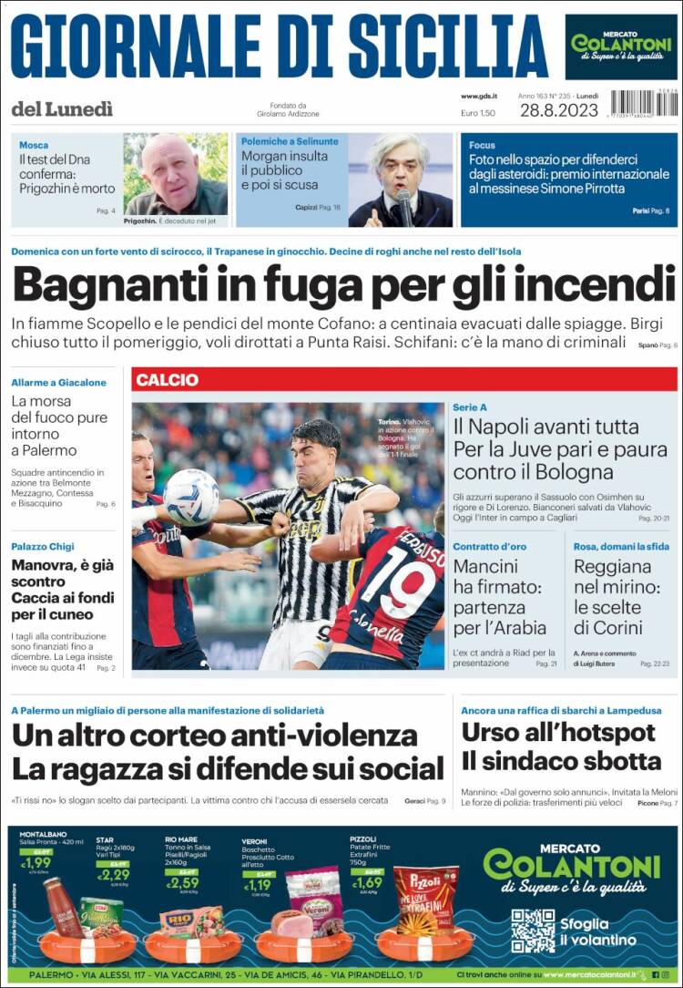 Portada de Giornale di Sicilia (Italia)