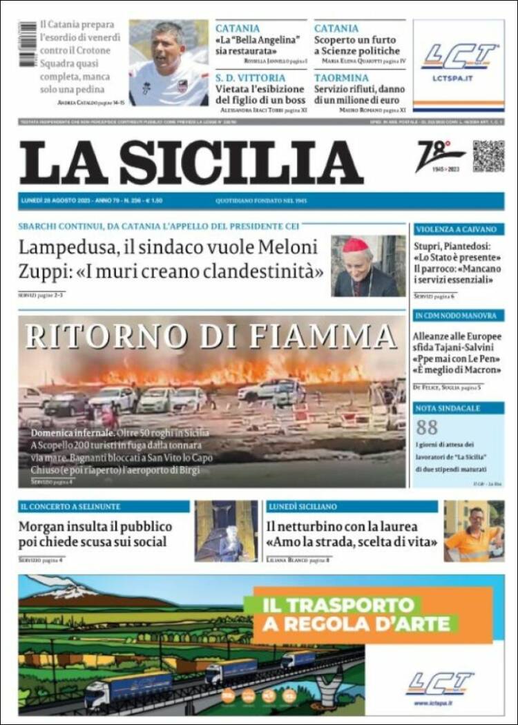 Portada de La Sicilia (Italia)