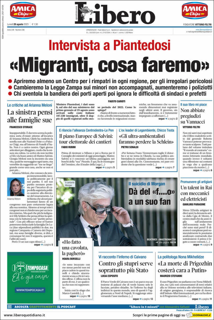 Portada de Libero (Italia)
