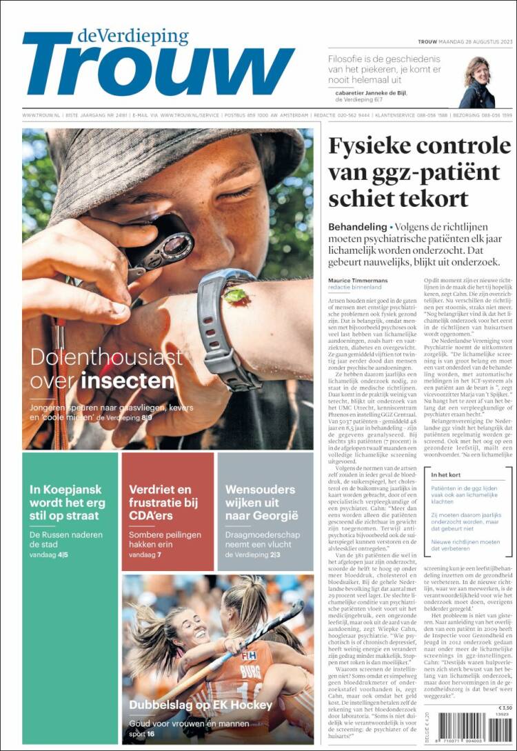 Portada de Trouw (Pa&iacute;ses Bajos)