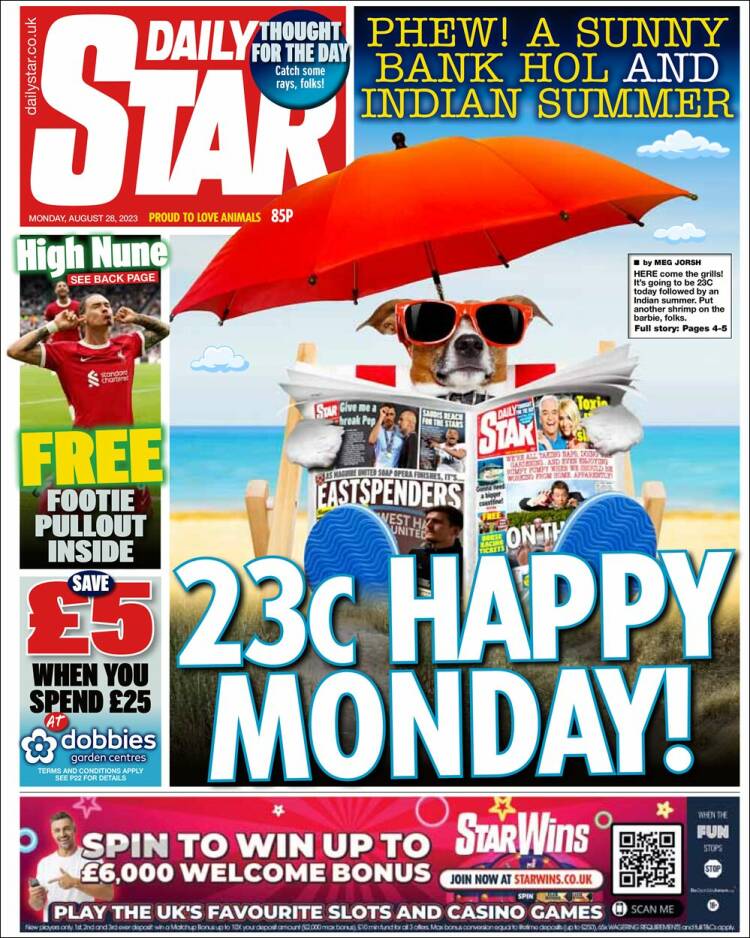 Portada de Daily Star (Reino Unido)