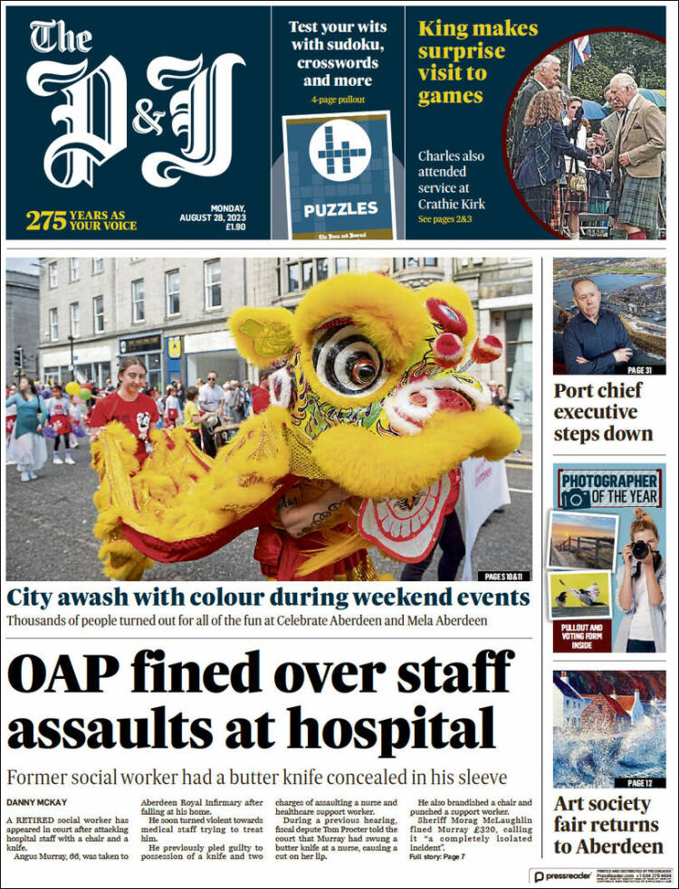 Portada de The Press and Journal (Reino Unido)