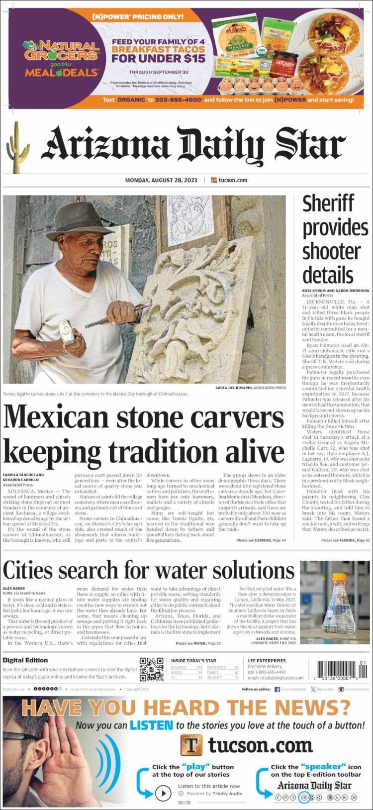 Portada de Arizona Daily Star (USA)