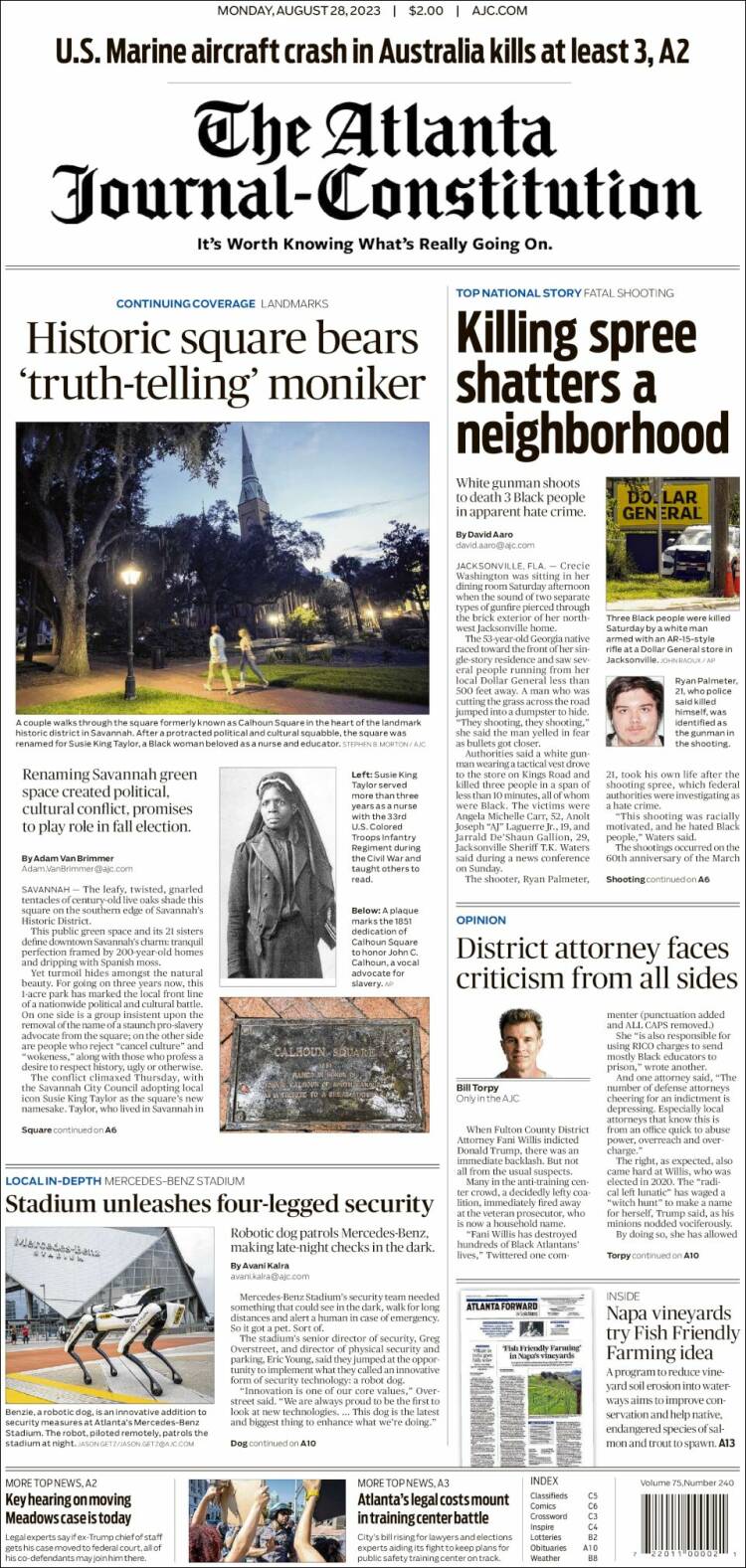 Portada de The Atlanta Journal-Constitution (USA)