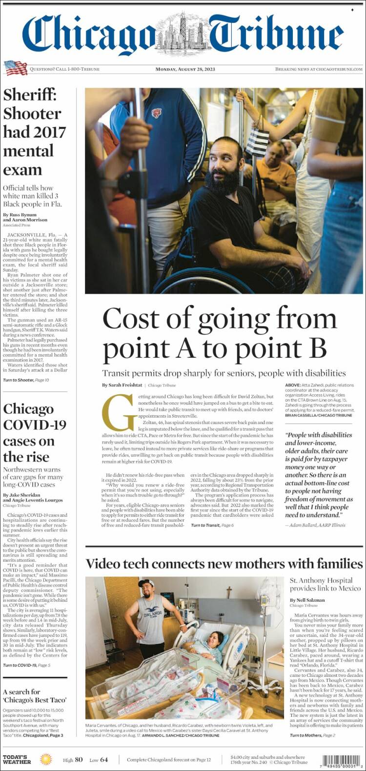 Portada de Chicago Tribune (USA)