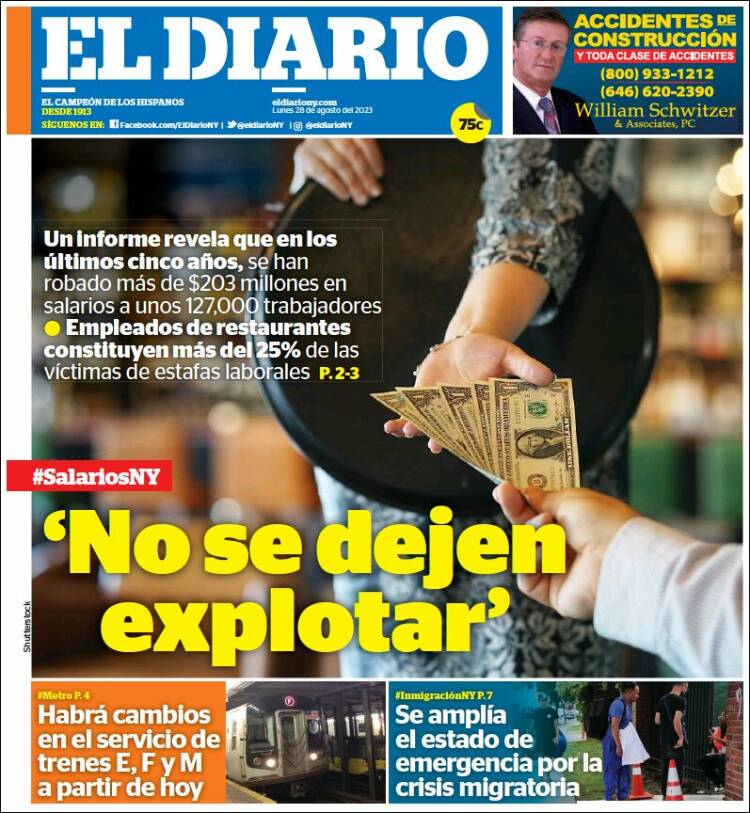 Portada de El Diario NY (USA)