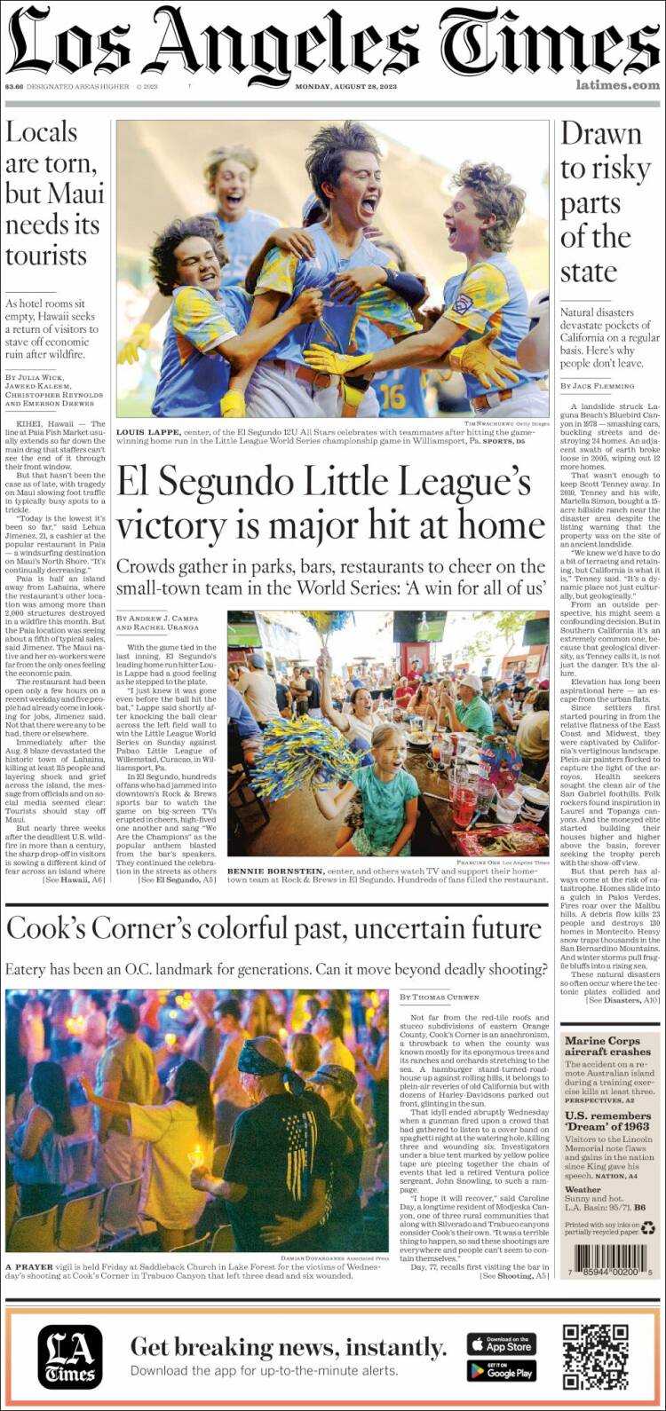 Portada de Los Angeles Times (USA)