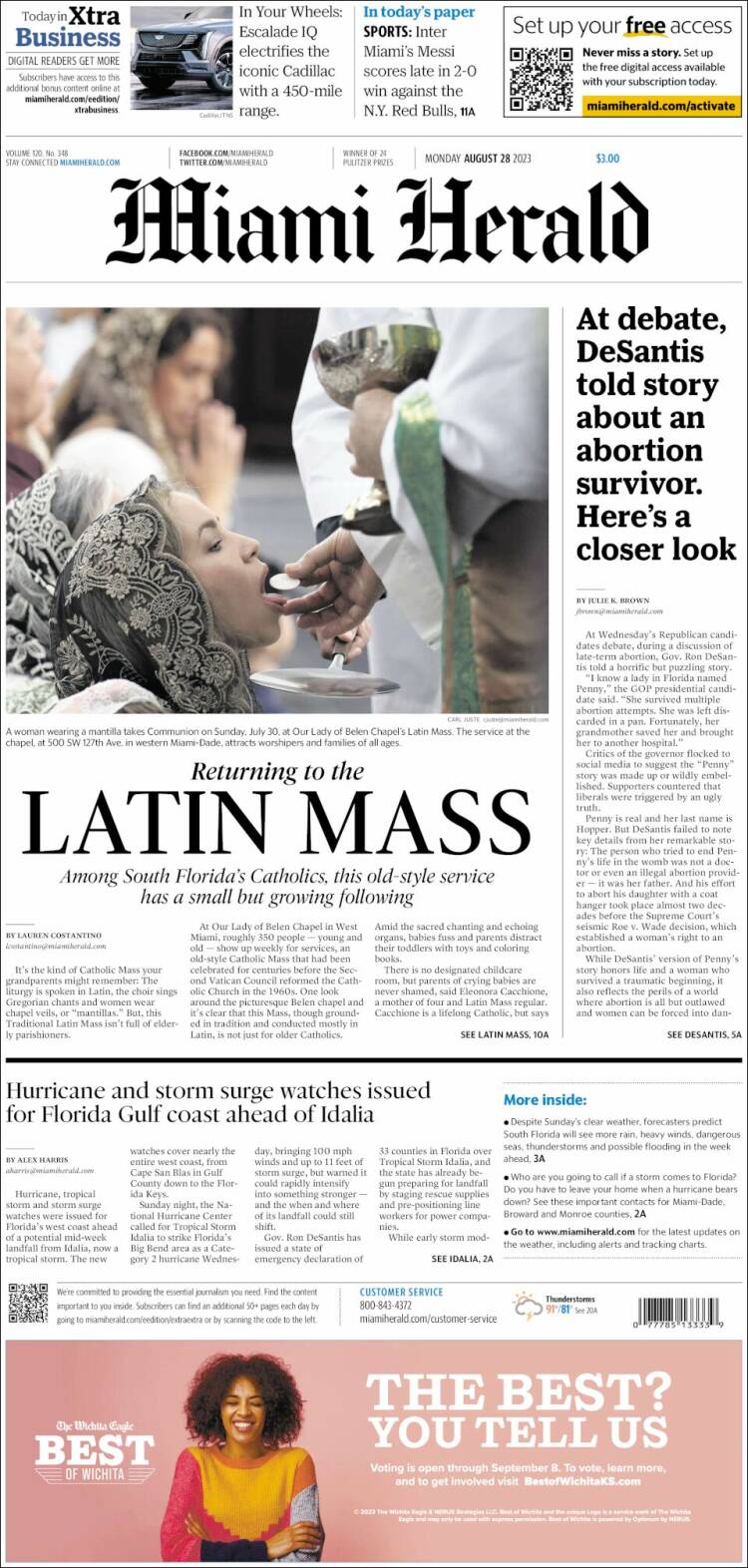 Portada de Miami Herald (USA)