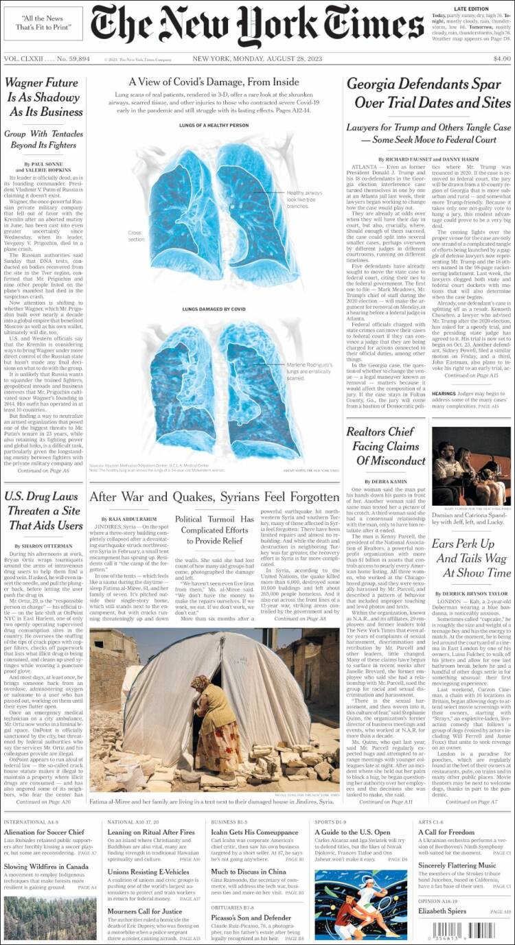 Portada de New York Times (USA)