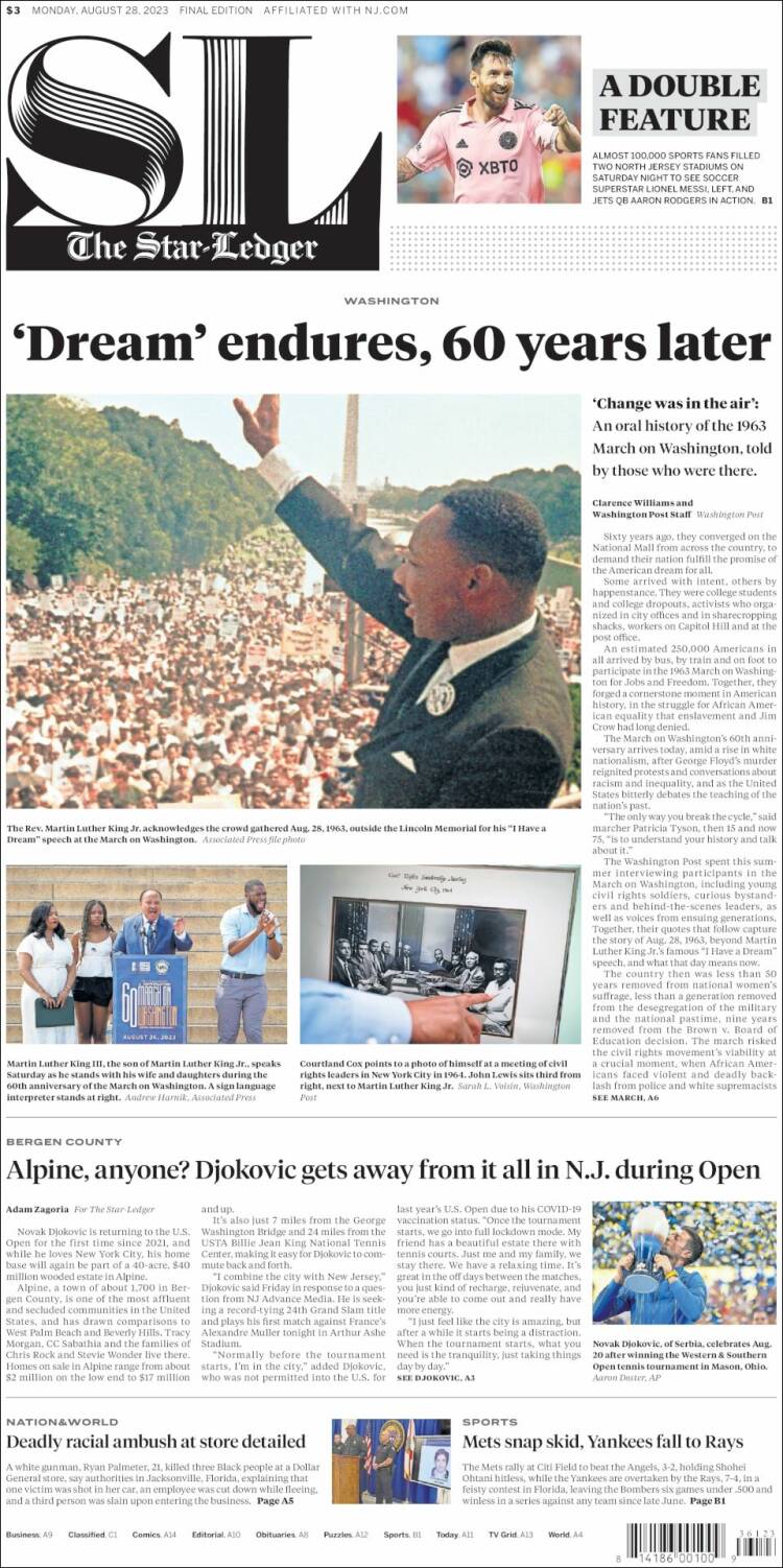 Portada de Star-Ledger (USA)