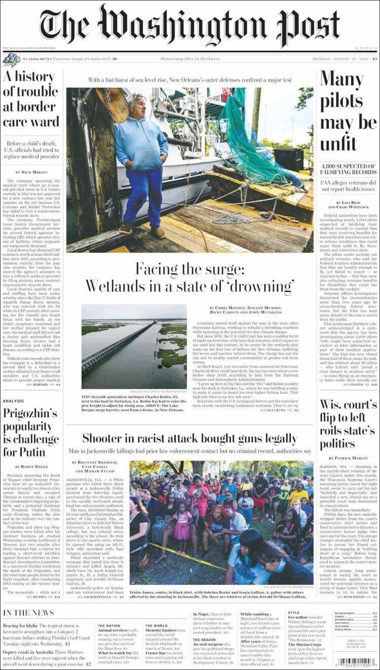 Portada de The Washington Post (USA)