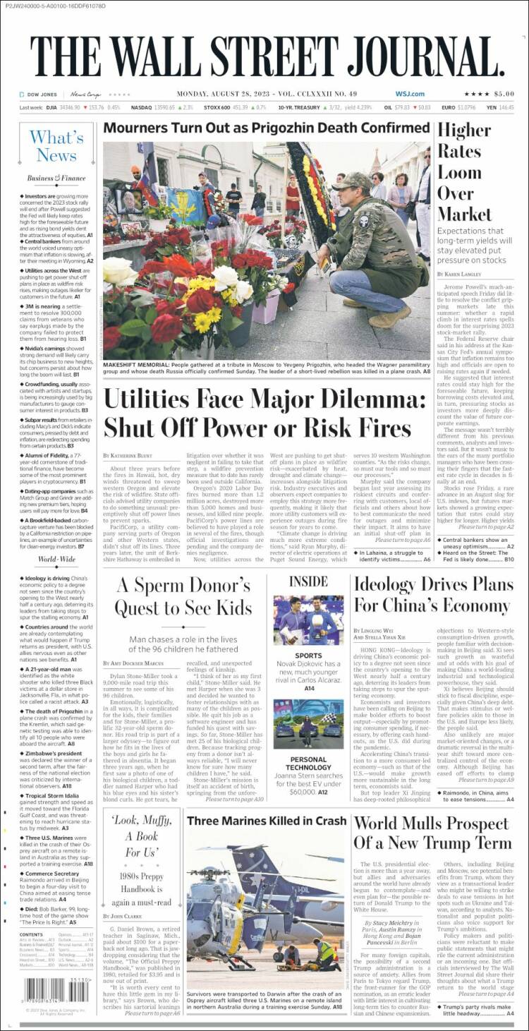 Portada de Wall Street Journal (USA)