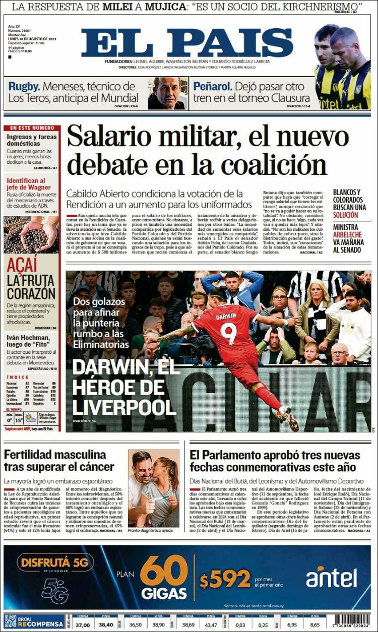 Portada de El País (Uruguay)