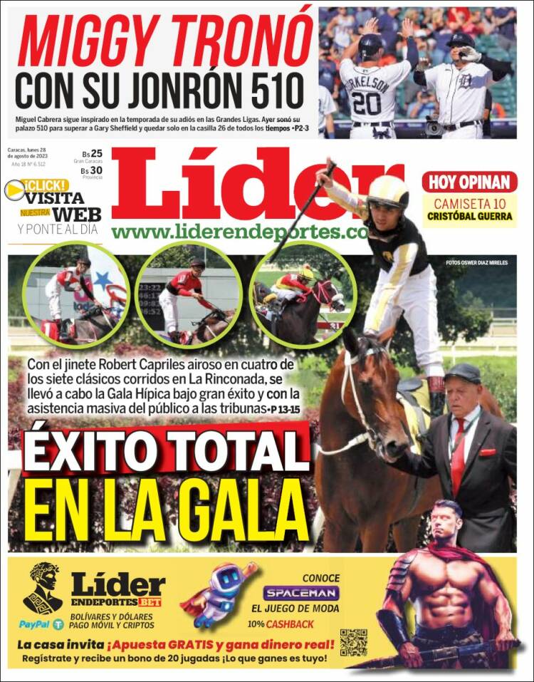 Portada de Lider en deportes (Venezuela)