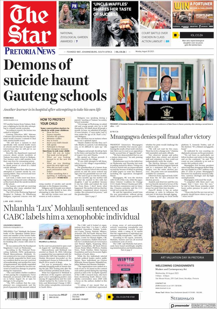 Portada de The Star (Sud&aacute;frica)