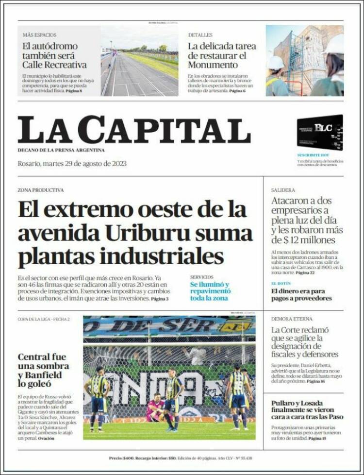 Portada de La Capital - Rosario (Argentina)