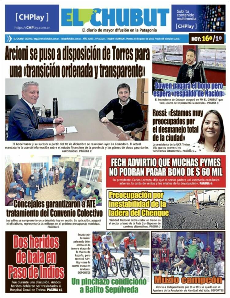 Portada de El Chubut (Argentina)