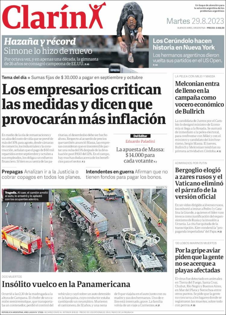 Portada de Clarín (Argentina)