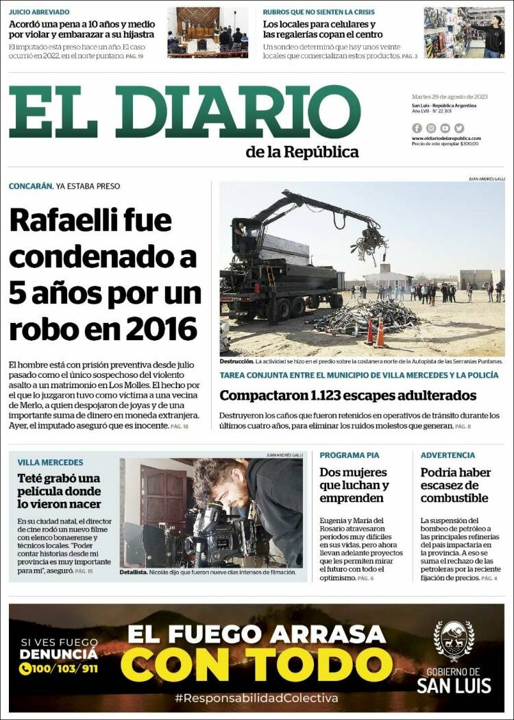 Portada de Diario de la República (Argentina)