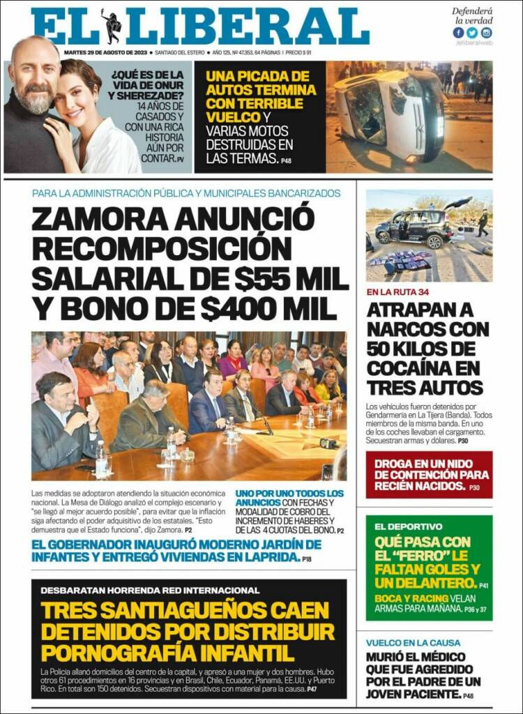 Portada de Diario El Liberal (Argentina)