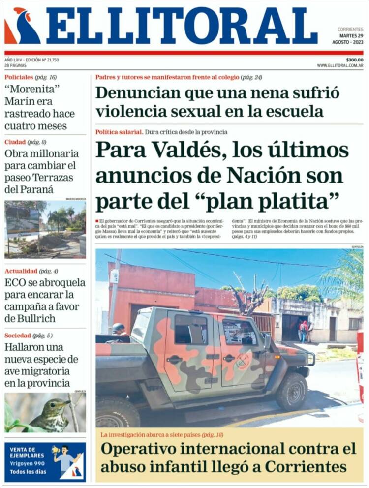 Portada de El Litoral Corrientes (Argentina)