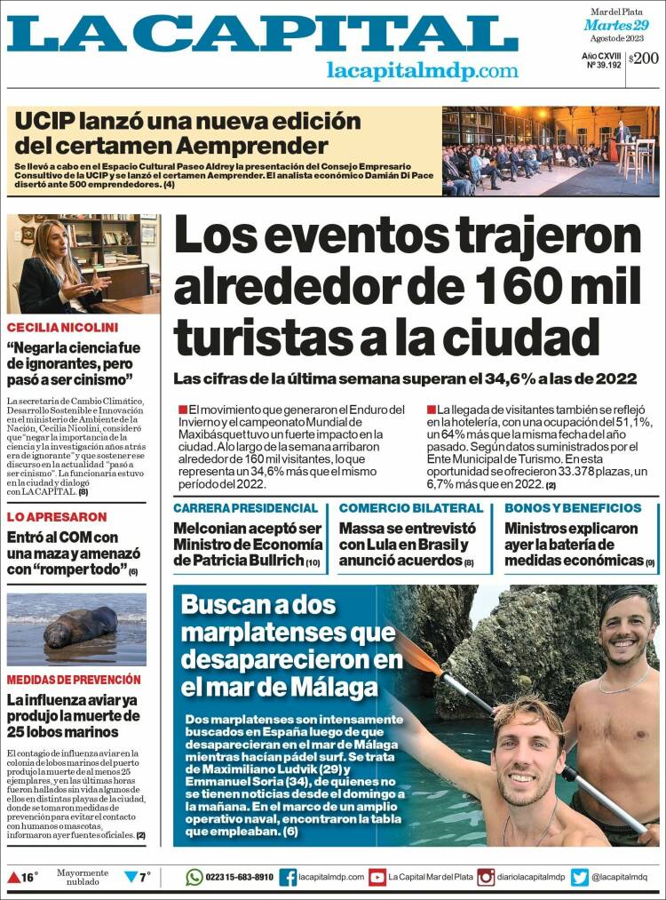 Portada de Diario La Capital - Mar del Plata (Argentina)