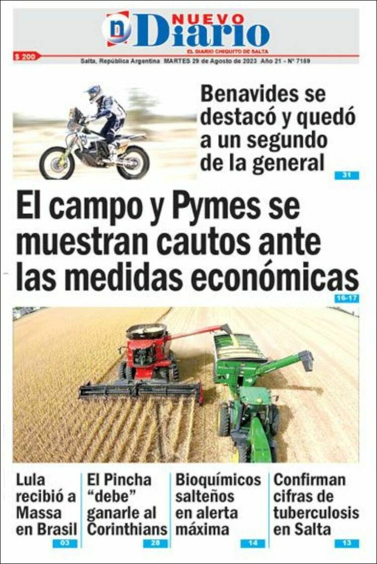 Portada de Nuevo Diario de Salta (Argentina)