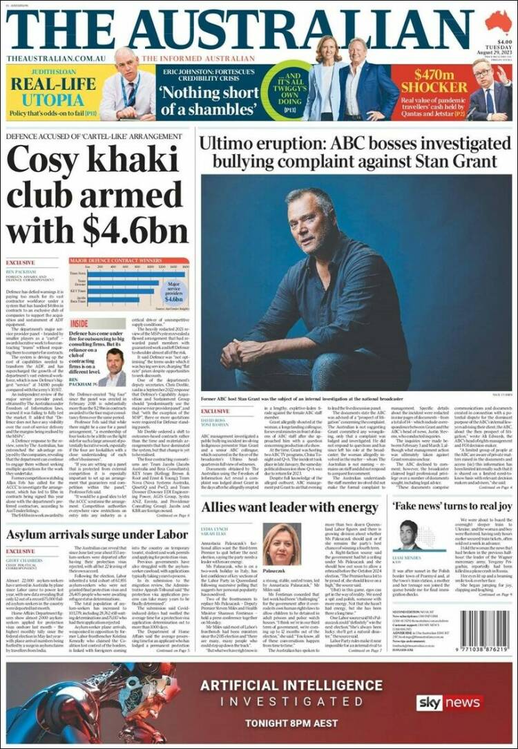 Portada de The Australian (Australia)