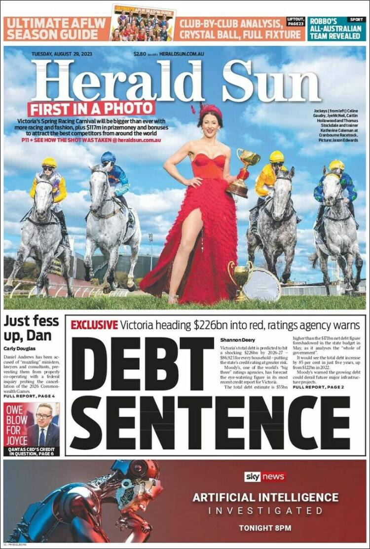 Portada de Herald Sun (Australia)