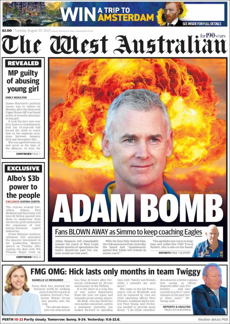 Portada de The West Australian (Australia)