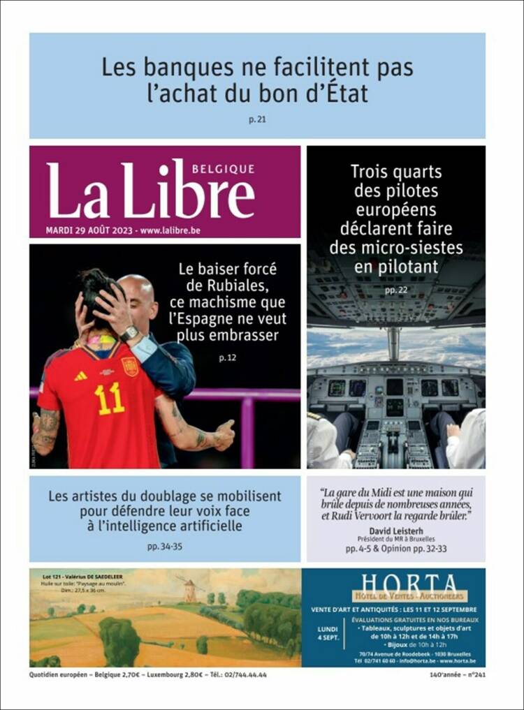 Portada de La Libre.be (B&eacute;lgica)