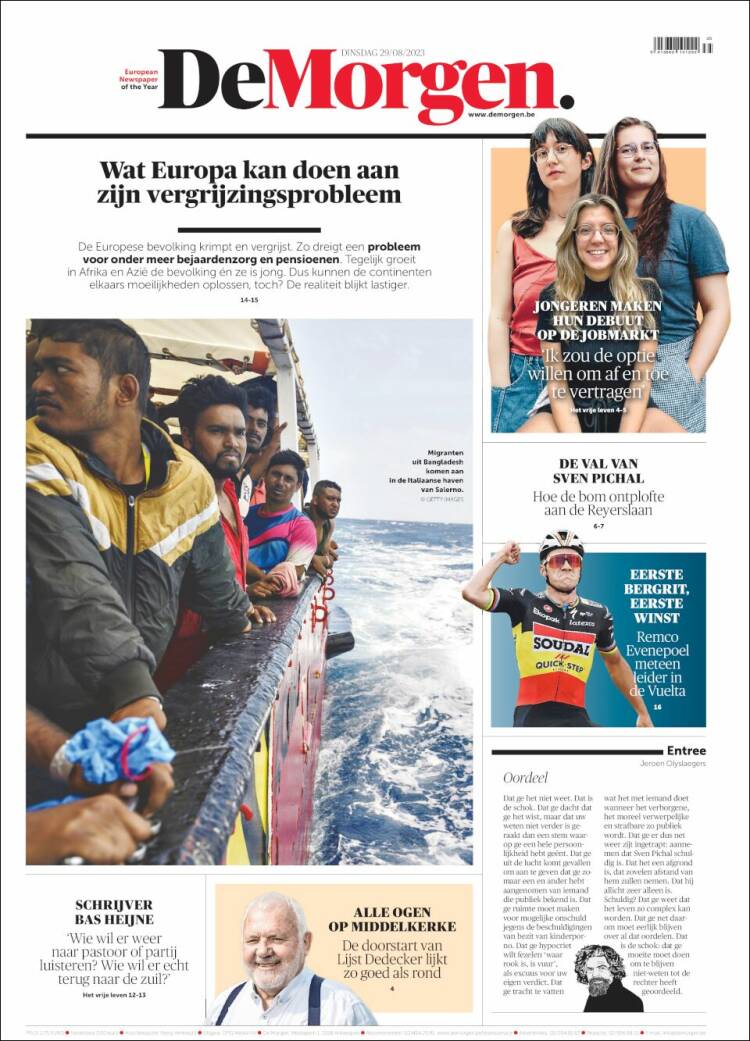 Portada de De Morgen (B&eacute;lgica)