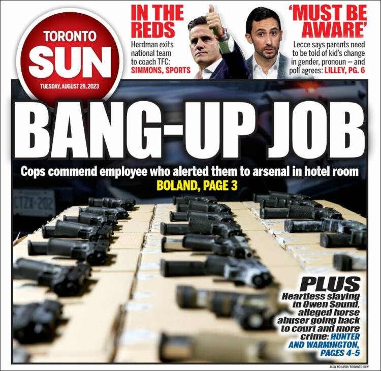 Portada de The Toronto Sun (Canad&aacute;)