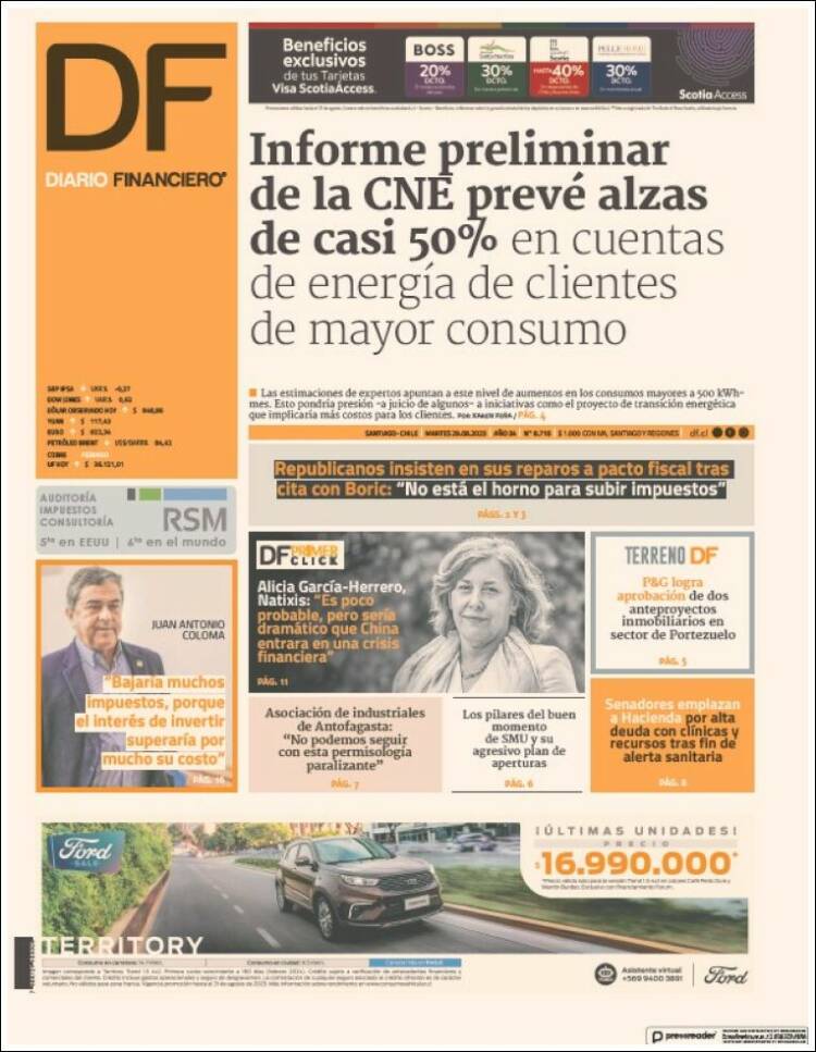 Portada de Diario Financiero (Chile)