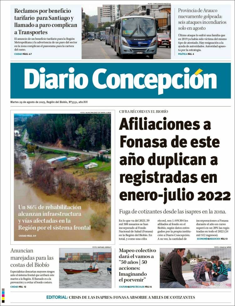 Portada de Diario de Concepción (Chile)