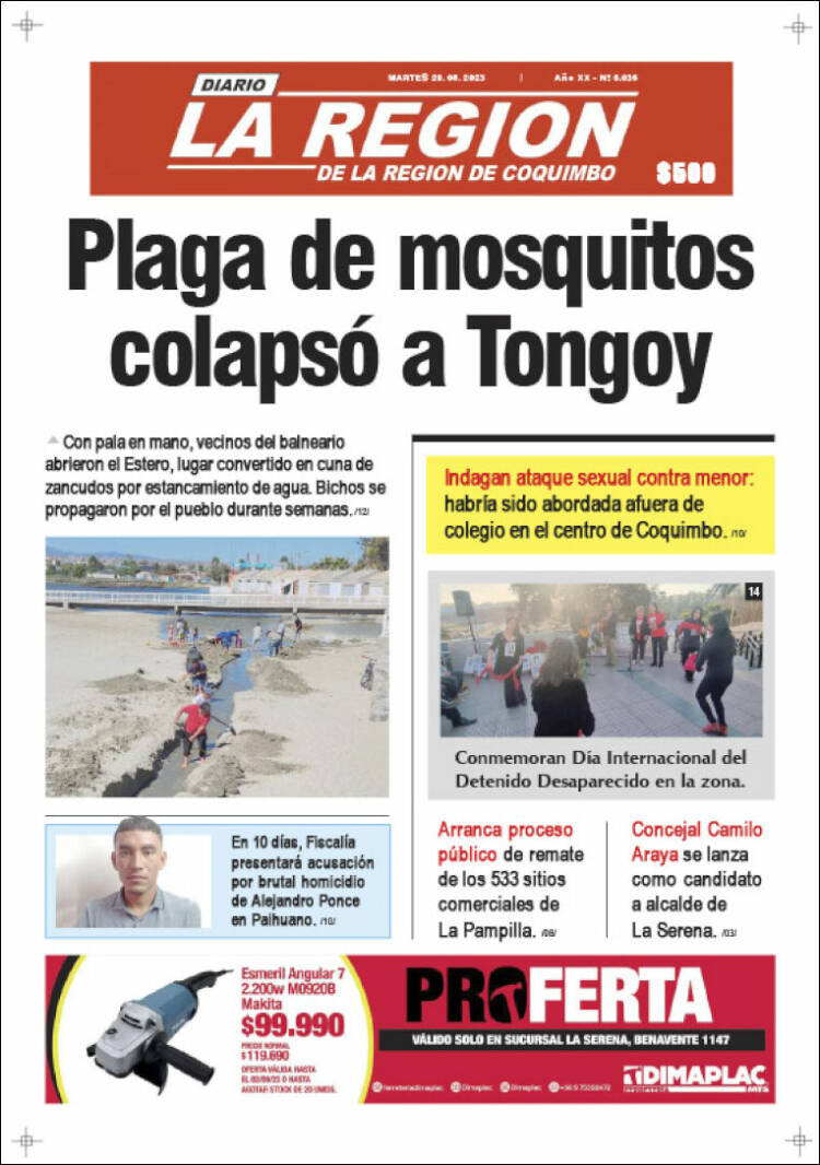 Portada de Diario La Región de Coquimbo (Chile)