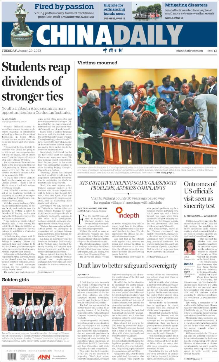 Portada de China Daily (China)