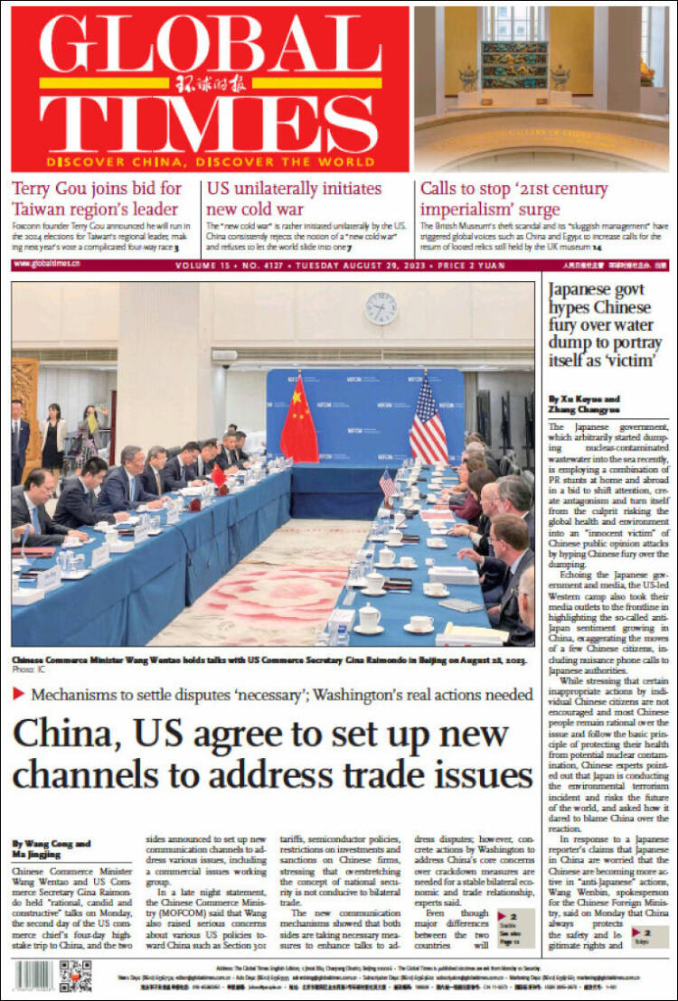 Portada de The Global Times (China)