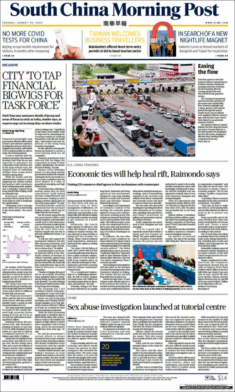 Portada de South China Morning Post (China)