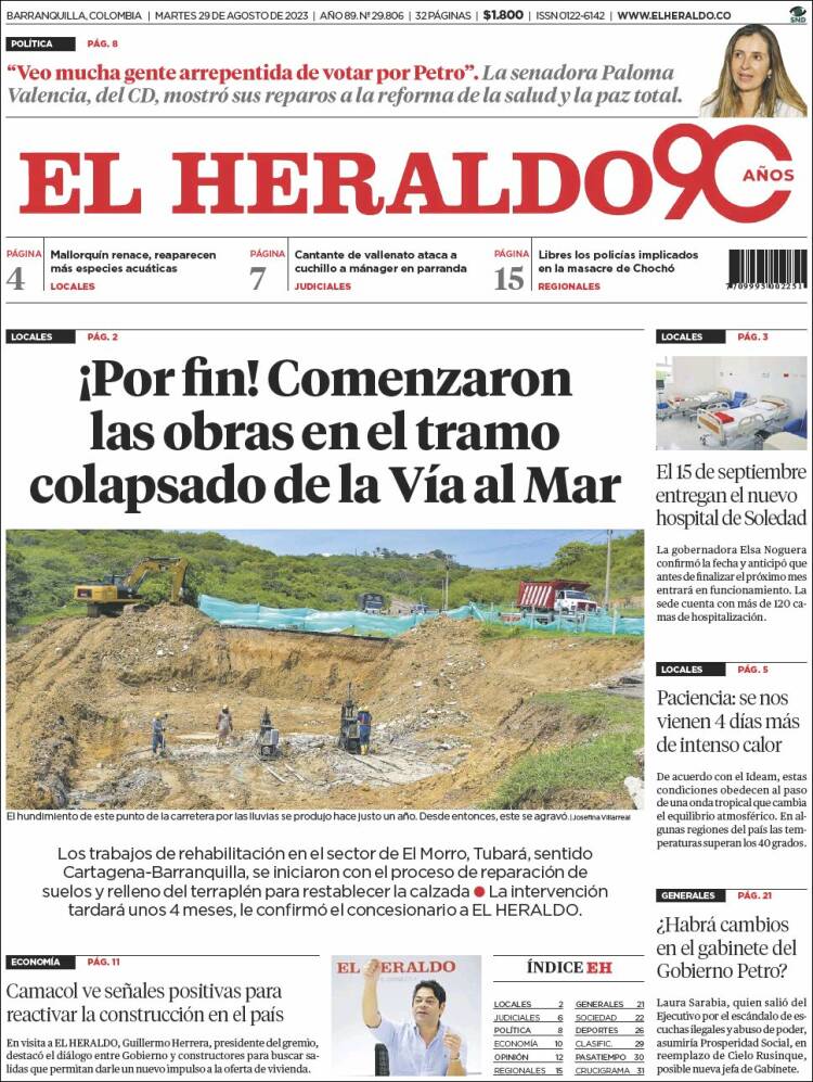 Portada de El Heraldo (Colombia)