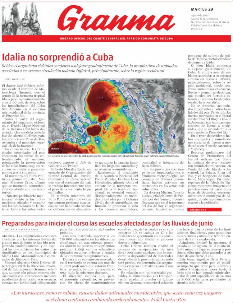 Portada de Granma (Cuba)