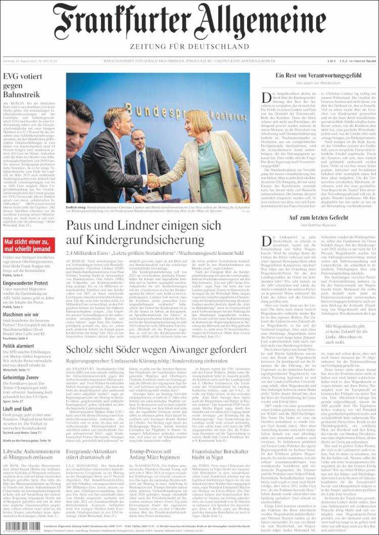 Portada de Frankfurter Allgemeine (Alemania)