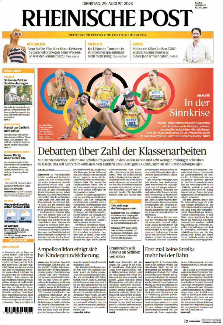Portada de Rheinische Post (Alemania)