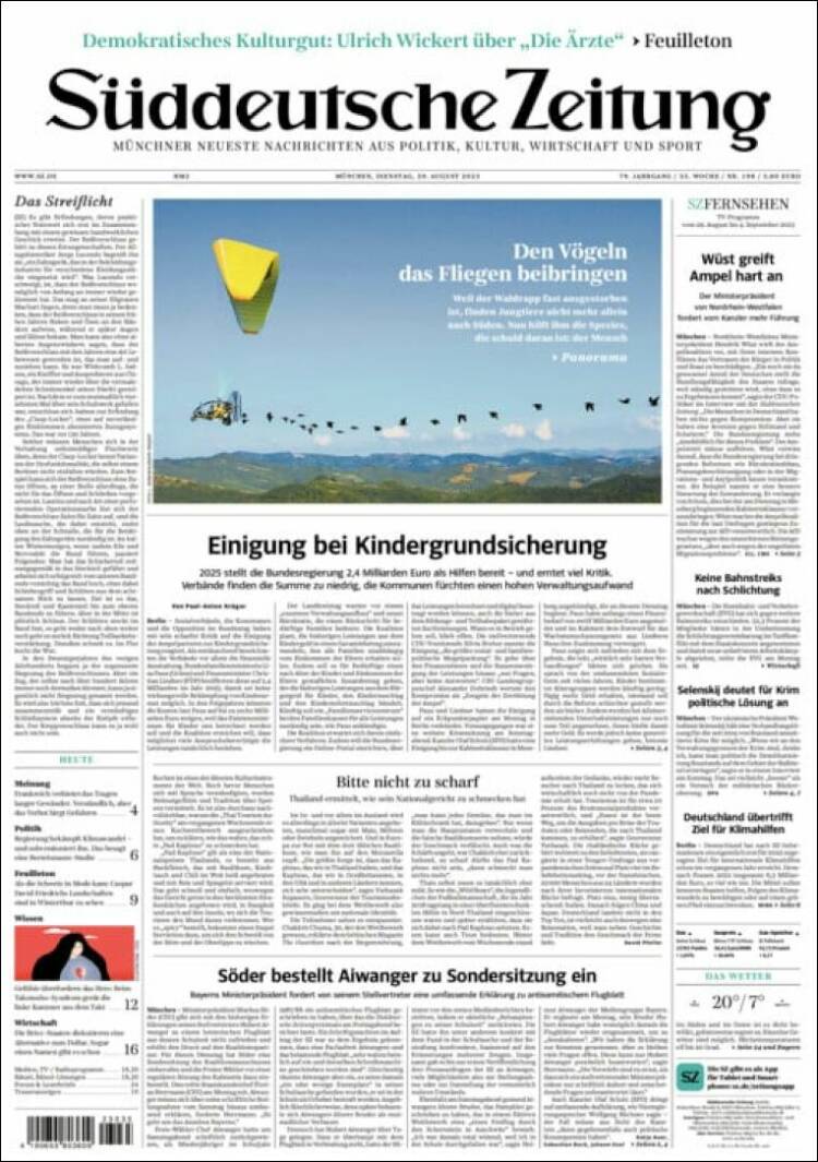 Portada de Sueddeutsche (Alemania)