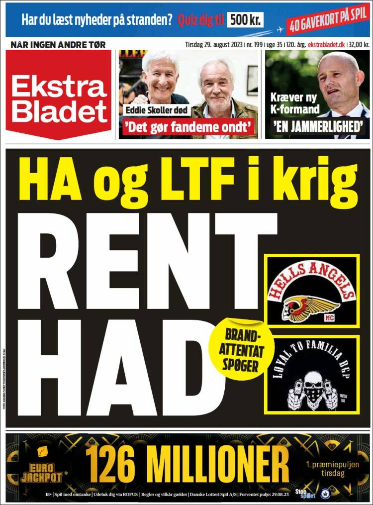 Portada de Ekstra Bladet (Dinamarca)