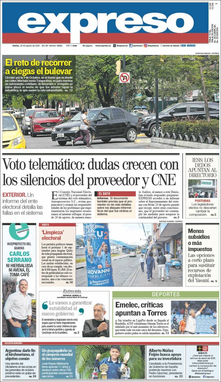 Portada de Expreso (Ecuador)