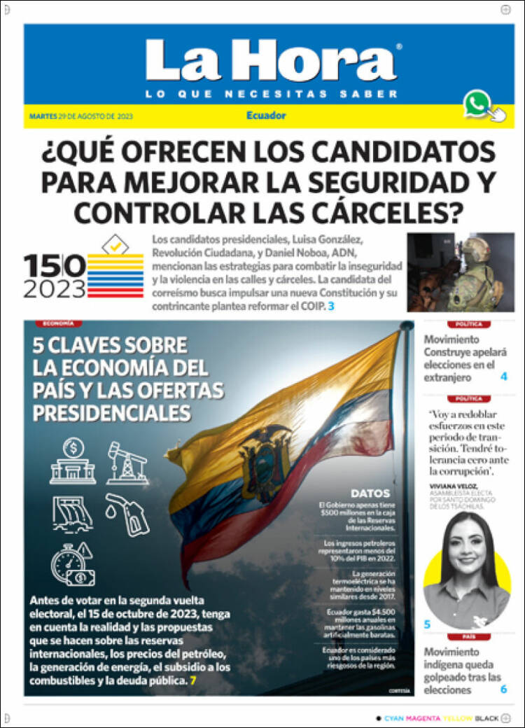 Portada de La Hora - Ecuador (Ecuador)